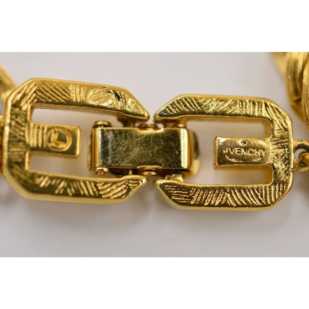 Givenchy Vintage Chunky Chain Necklace Heavy Double Linked Gold Signed 80s BinG